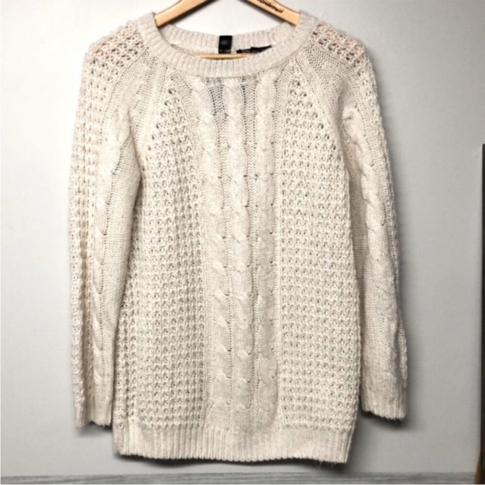 Streetwear Society Cream Knit Keyhole Bow Sweater